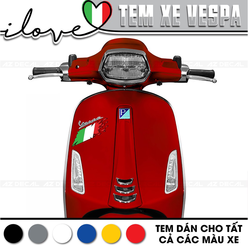 Tem Xe Vespa italia 06 | Tem Rời Xe Vespa Chất Liệu PVC 5 Lớp Cao Cấp