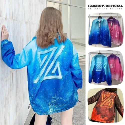 Áo khoác dù Loang Màu unisex dành cho nam nữ in Z, jacket form rộng vãi mero (kèm ảnh thật ) 123SHOP