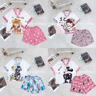Đồ Bộ Pijama Nữ Mặc nhà Chất lụa mango in hình 3D thiết kế tay ngắn quần cộc