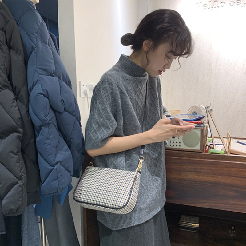 Túi xách tay họa tiết caro thời trang Hàn Quốc