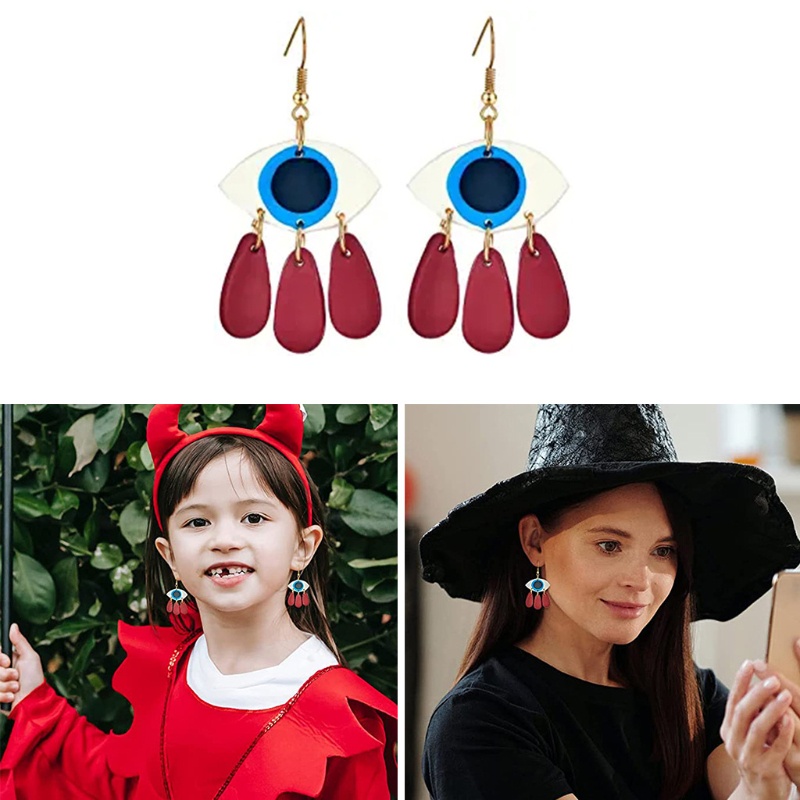 Khuyên Tai Đất Sét Polymer Hình Mắt Quỷ Nhiều Màu Độc Đáo Thời Trang Cho Nữ