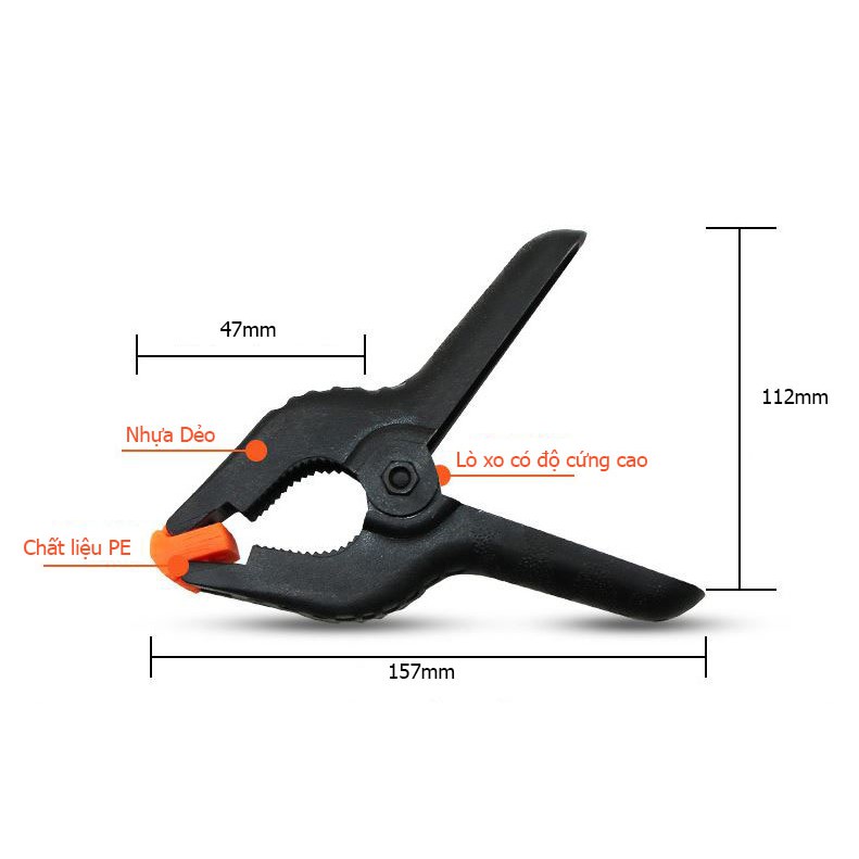 Kẹp gỗ nhanh chữ A 6inch, 4inch, 3inch - Kẹp lò xo nhựa