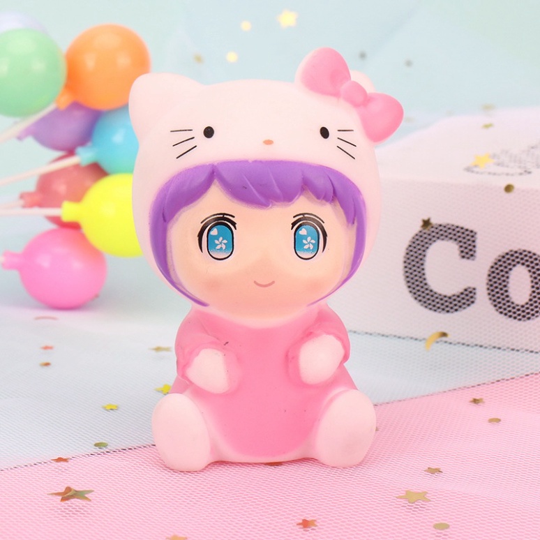 trang trí bánh sinh nhật bánh kem cho bé [FREESHIP❤️] tượng em bé đội mũ con vật dễ thương