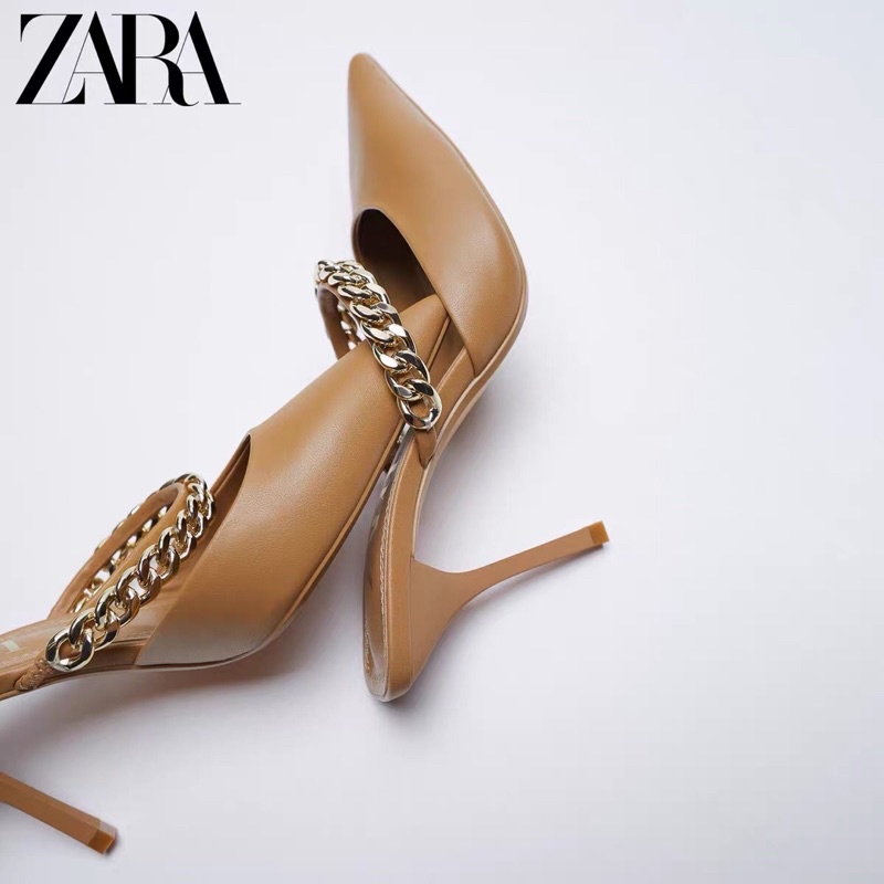 GIÀY CAO GÓT ZARA MÀU NÂU QUAI XÍCH HÀNG TUỒN