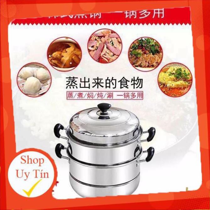 [Giá Sập Sàn] Bộ nồi hấp 3 tầng Inox 28cm