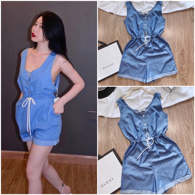 ❤️Bộ nữ❤️Jum bò sát nách phôi cúc rút eo❤️sale sốc