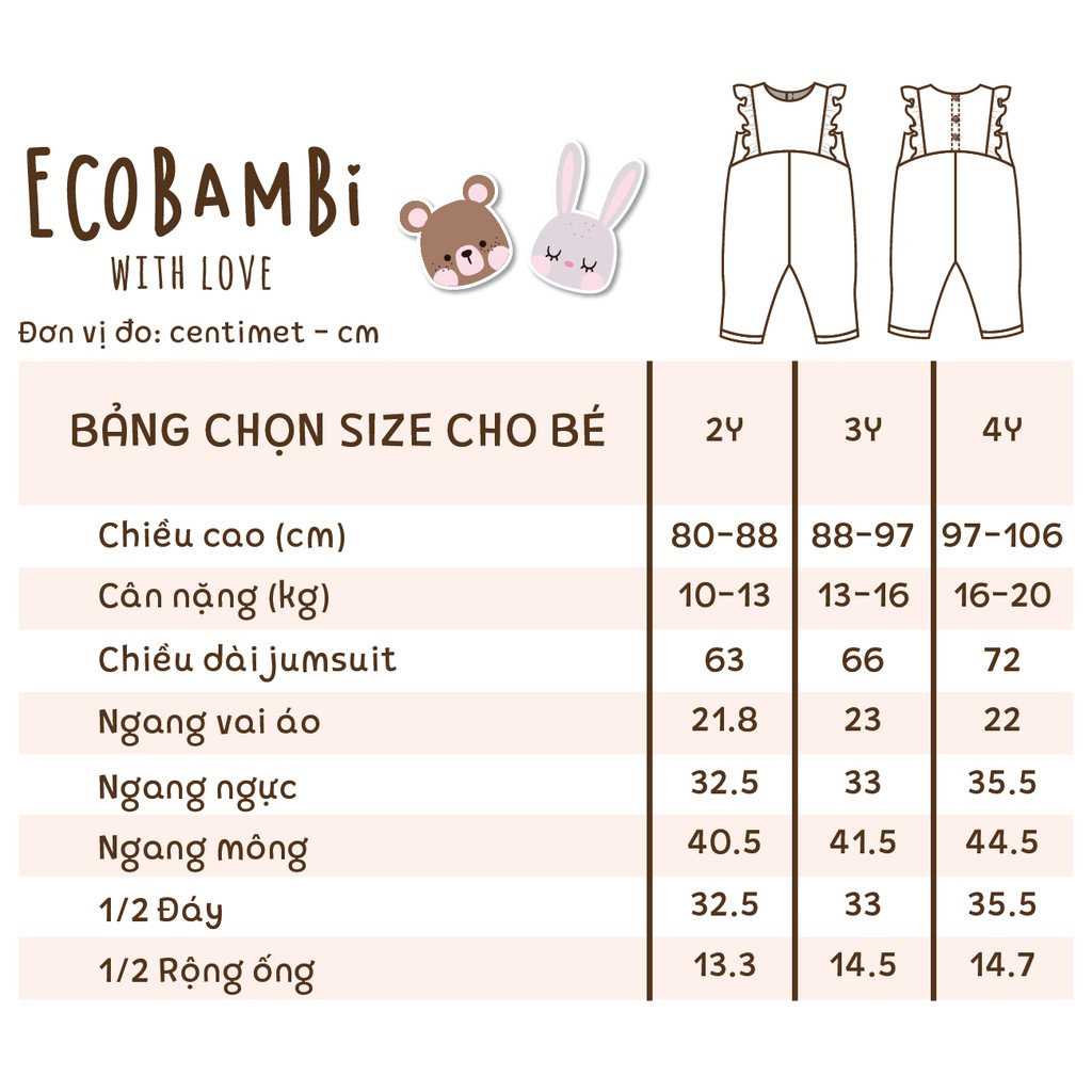 [Best Seller Restock] Jumpsuit linen bé gái Ecobambi