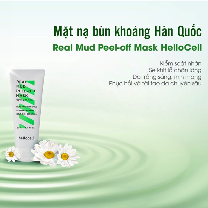 " Mặt Nạ Bùn Khoáng Tinh Chất Vàng 24K Hellocell Real Mud Peel-off Mask"
