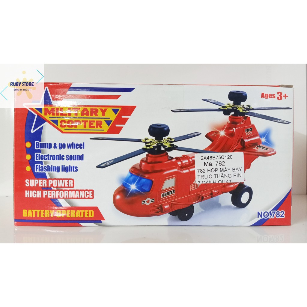 HỘP MÁY BAY TRỰC THĂNG CHIẾN ĐẤU 2 CÁNH QUẠT - DÙNG PIN