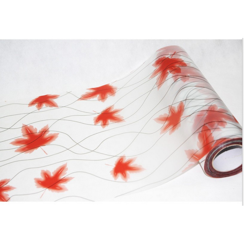 Decal giấy dán kính lá phong đỏ khổ rộng 0.45m