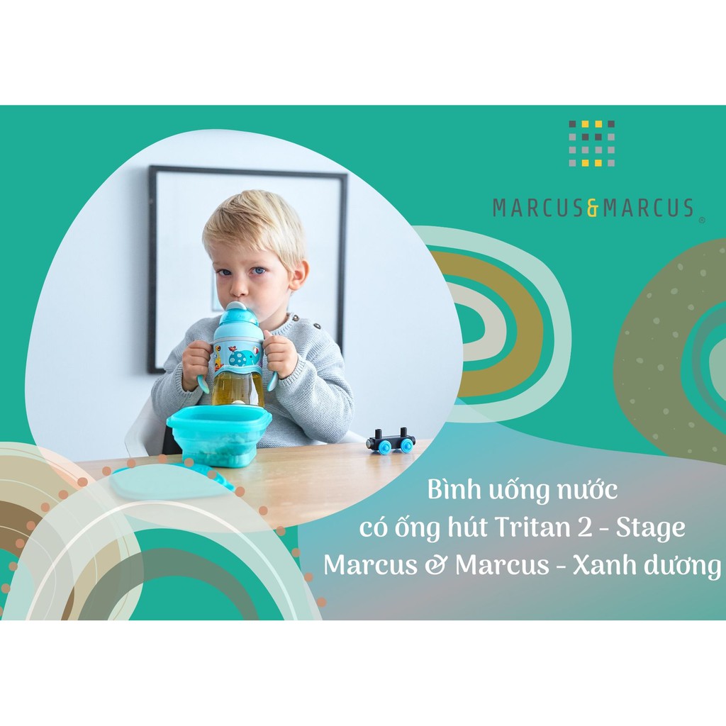 [Mã BMBAU50 giảm 7% đơn 99K] Bình uống nước có ống hút Tritan 2-Stage Marcus &amp; Marcus - Xanh dương