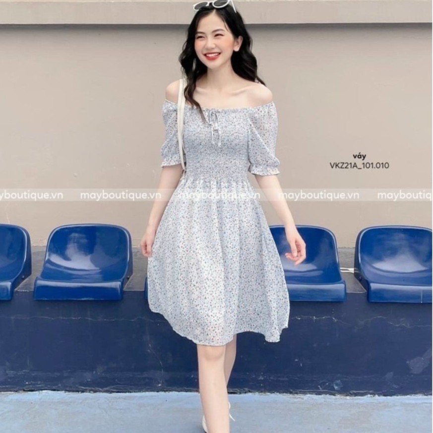 (FREESHIP) Váy đầm ulzzang đầm dự tiệc sang trọng ngắn tay cổ nơ dáng đầm váy xòe M02