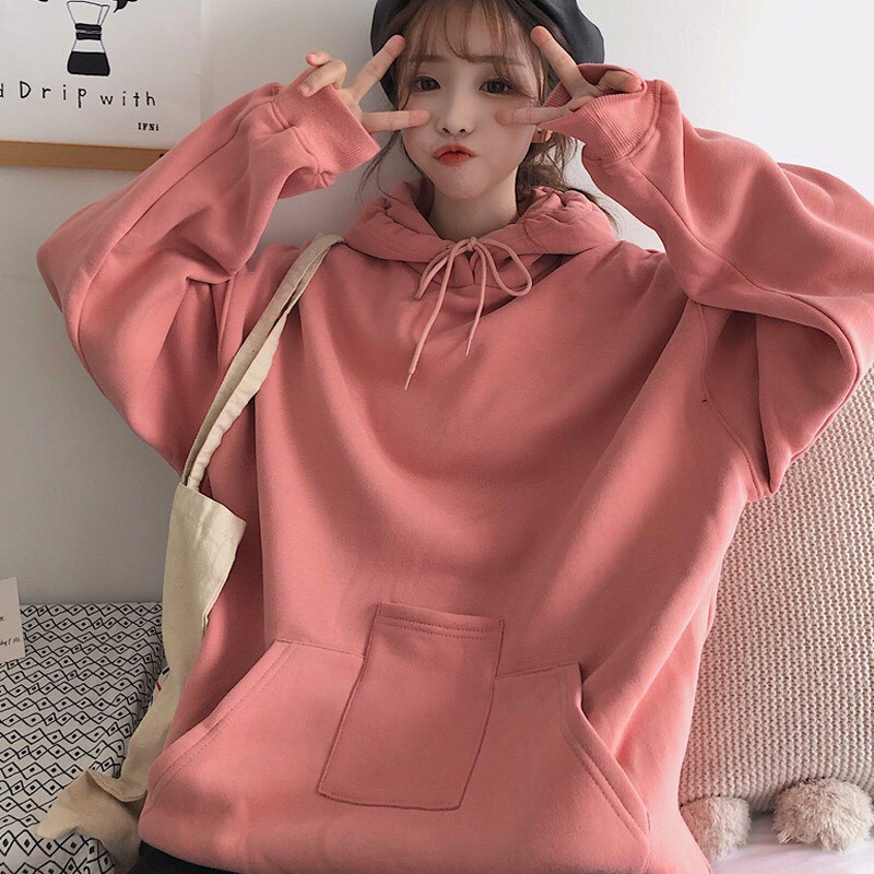 Áo Hoodie Nữ BLANEICAGA, Hoodie phong cách Hàn Quốc BASIC Màu Trơn (Áo Swe | BigBuy360 - bigbuy360.vn