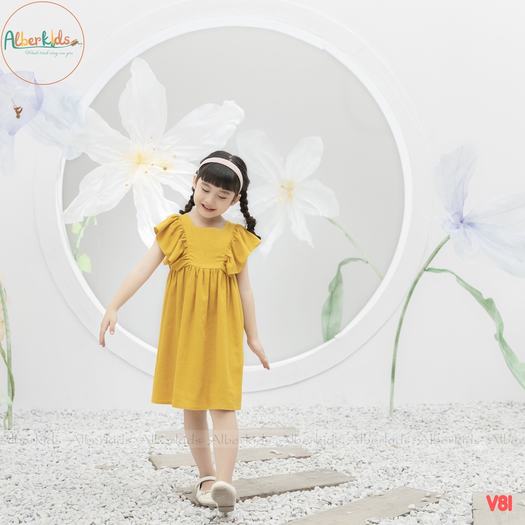 Váy bé gái ALBERKIDS  tay cánh tiên công chúa xinh đẹp cho trẻ em 2,3,4,5,6,7,8,9,10,11,12 tuổi [V81]
