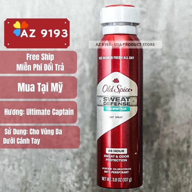 [HÀNG MỸ] Xịt Khử Mùi Nam Old Spice Hàng Mỹ 106g - Khử Mùi, Ngăn Mùi Hôi Hiệu Quả, Hương Thơm Nam Tính  - AZ 9193