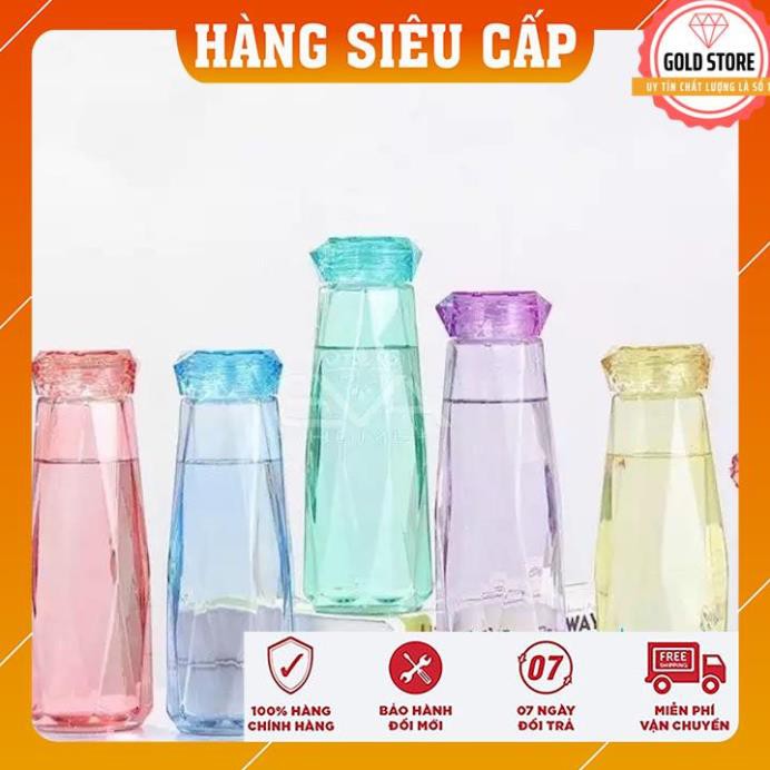 Bình Đựng Nước Thủy Tinh Màu, Dáng Kim Cương Diamond Cao Cấp, Dung Tích 500ml, Siêu Đẹp, Siêu Tiện Dụng