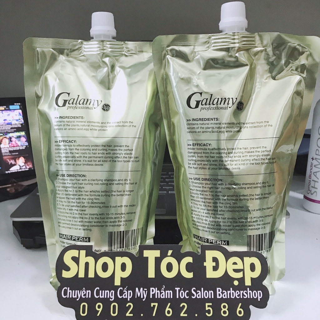 Cặp Thuốc Ép duỗi Tóc Galamy Chuyên Nghiệp Salon dạng túi 1000ml x2