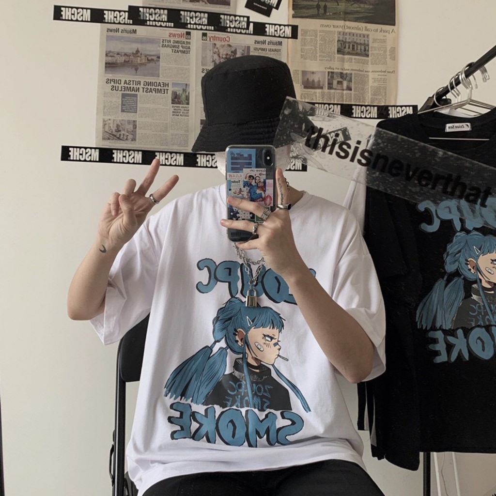 Áo thun nam nữ tay lỡ unisex form rộng phong cách ulzzang Pi fashion
