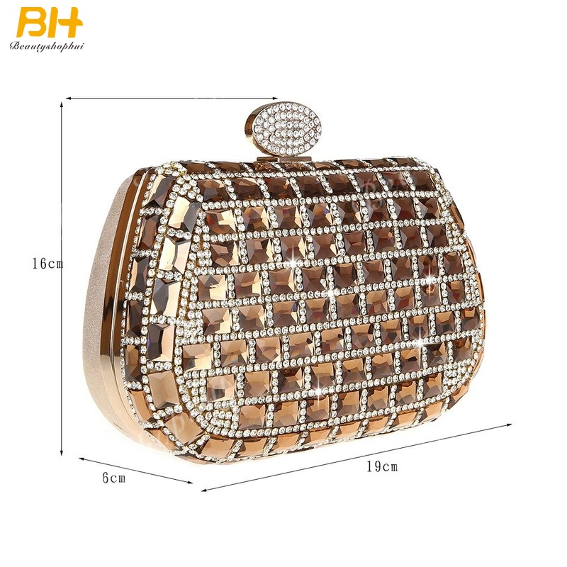 Ví Cầm Tay Đính Kim Cương Giả Lấp Lánh Sang Trọng Cho Nữ