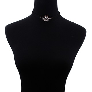 Choker dây đen mặt hoa đá - D370