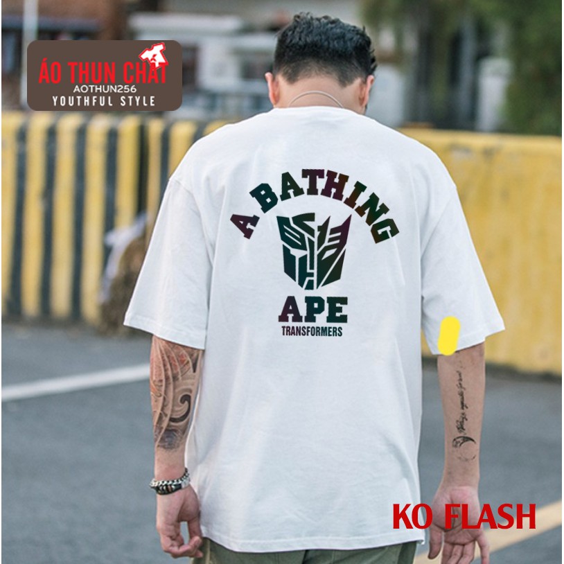 Áo thun phản quang Transformer Siêu Đẹp 2 màu trắng đen form rộng áo thun nam nữ tay lỡ dáng oversize