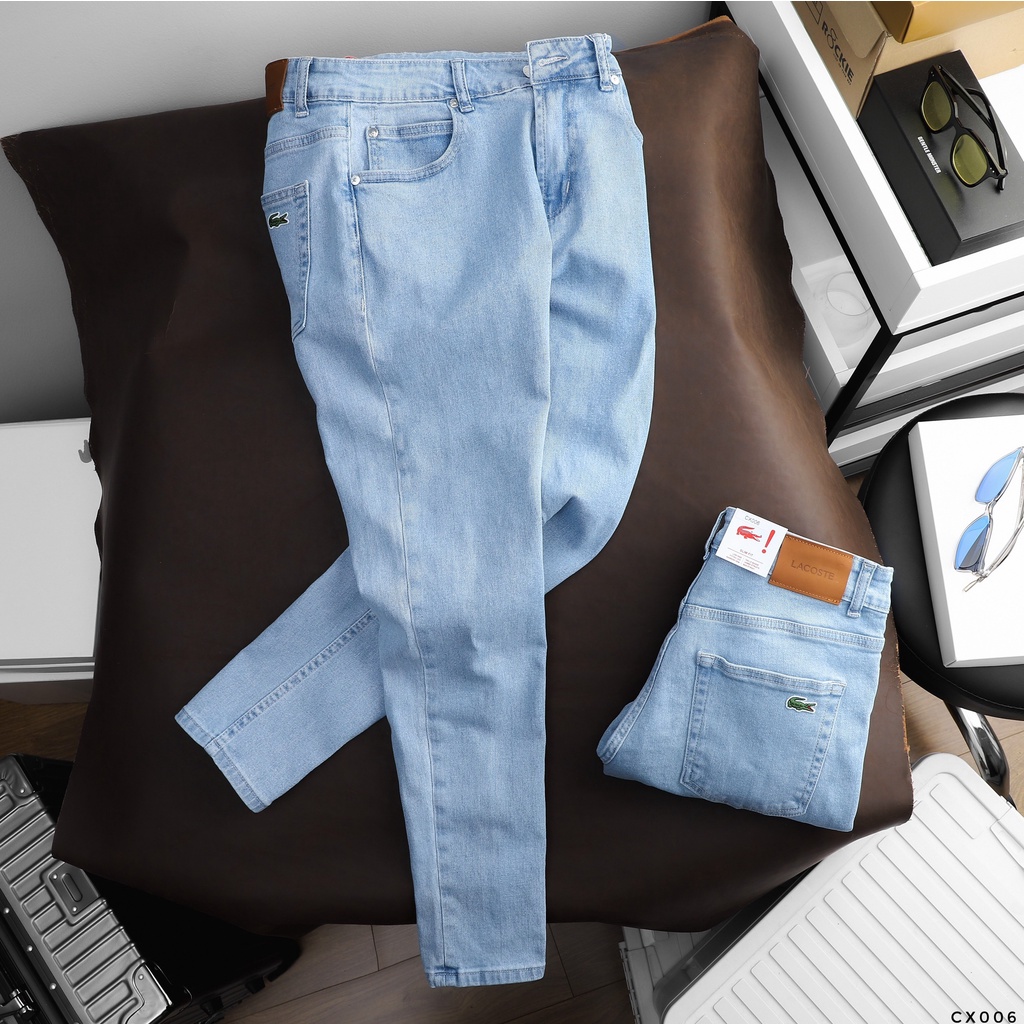 Quần Jean Nam LACOSTE BASIC TRƠN Màu Xanh Nhạt Form SlimFit Mềm Mịn Co Giãn Hàng Xuất Xịn Có Big Size