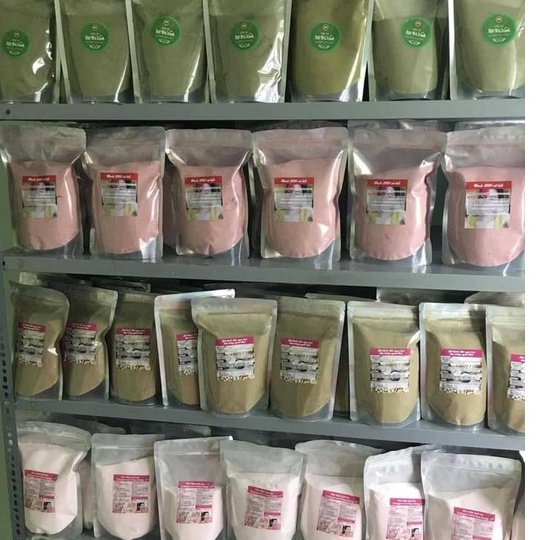 100g bột đắp mặt trà xanh, nạ bạc hà, hoa hồng collagen handmade