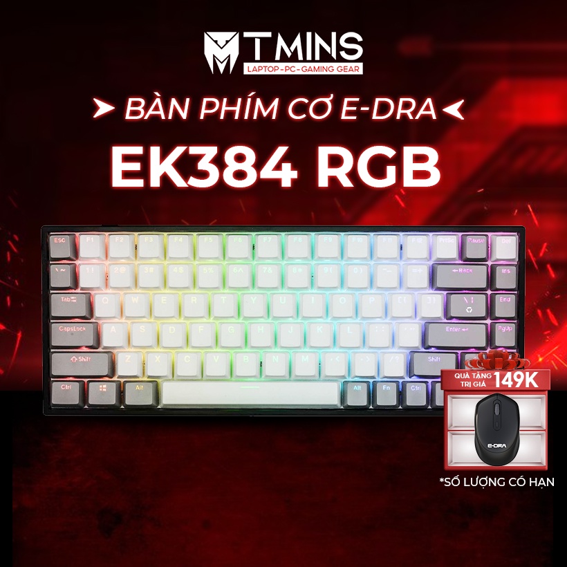 Bàn phím cơ E-DRA EK384 - Led RGB - Huano Switch - Kết nối Type-C