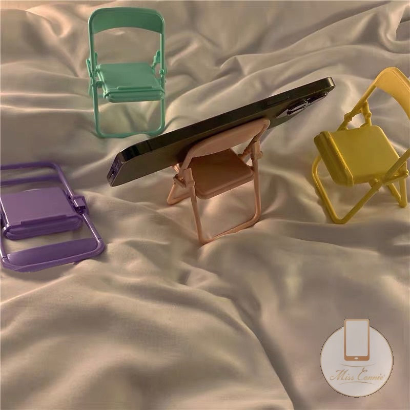 Giá đỡ điện thoại/ máy tính bảng hình chiếc ghế mini 4 màu macaron có thể điều chỉnh gấp gọn tiện dụng