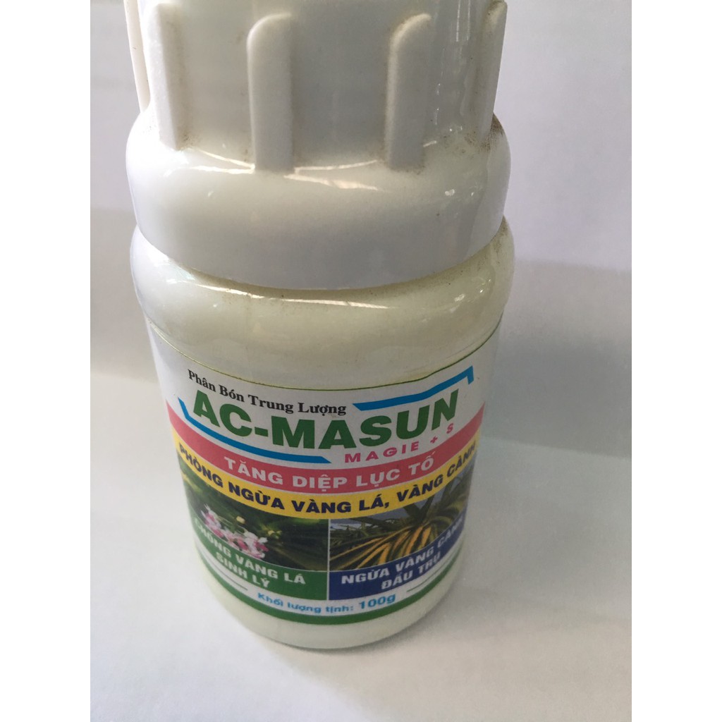 Phân Bón Trung Lượng AC MASUN 100g Ngăn Ngừa Vàng lá, Vàng Cành Tăng Diệp Lục Tố