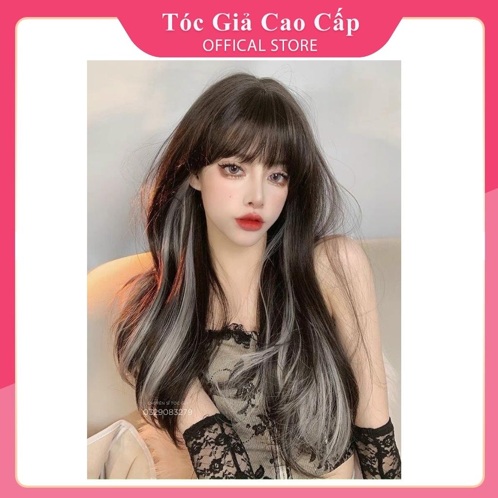 Tóc giả nguyên đầu nữ xoăn dài đẹp, 2069, tặng kèm lưới trùm tóc giả wig.