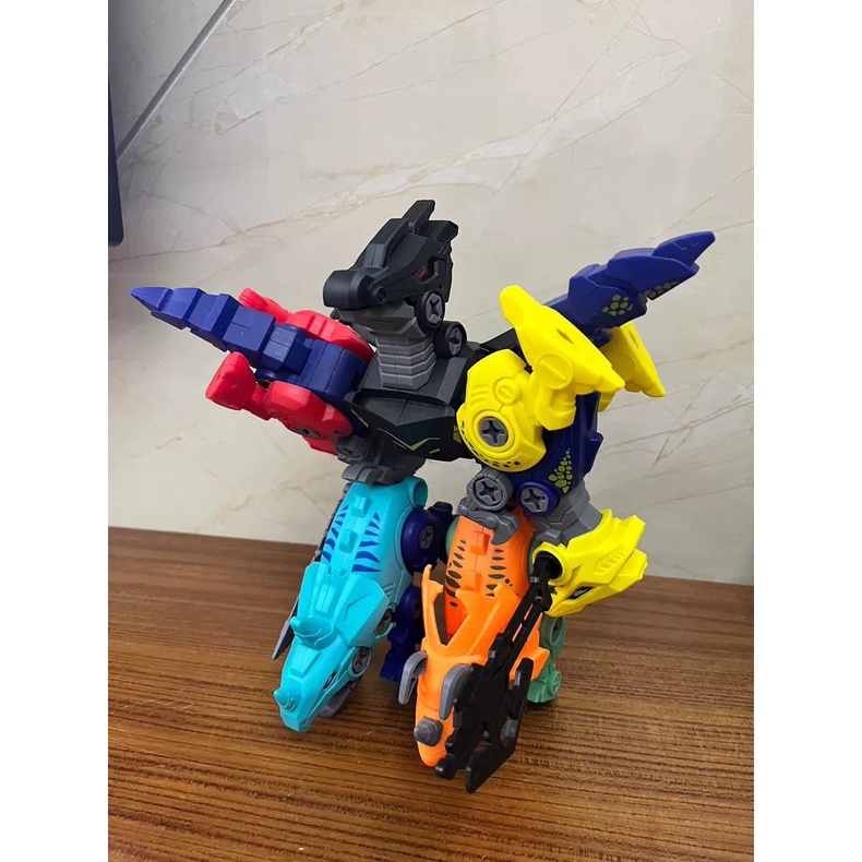 Đồ chơi Khủng Long lắp biến hình Robot 5 mẫu kèm tua vít tháo lắp nhiều kiểu thế giới đồ chơi 1104