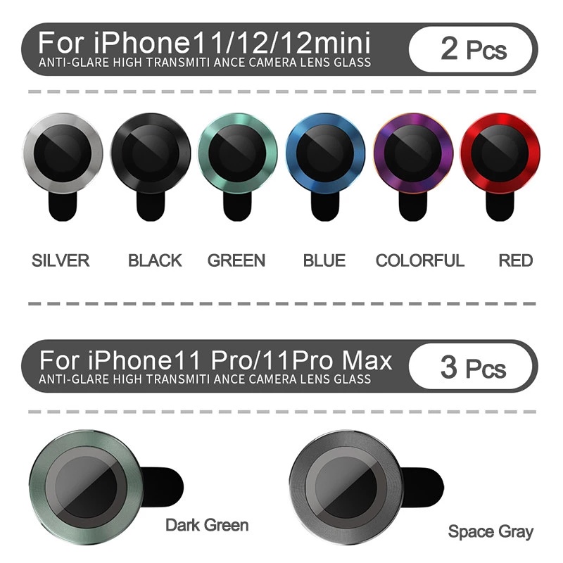 Camera Rời Từng Lens Cho Iphone 15k/ 1 Lens Diamond | Titan | iPhone 12 Pro Max / 12 Pro / 12 / 12 Mini 11/11pro | HOT HOT Về 9 Màu