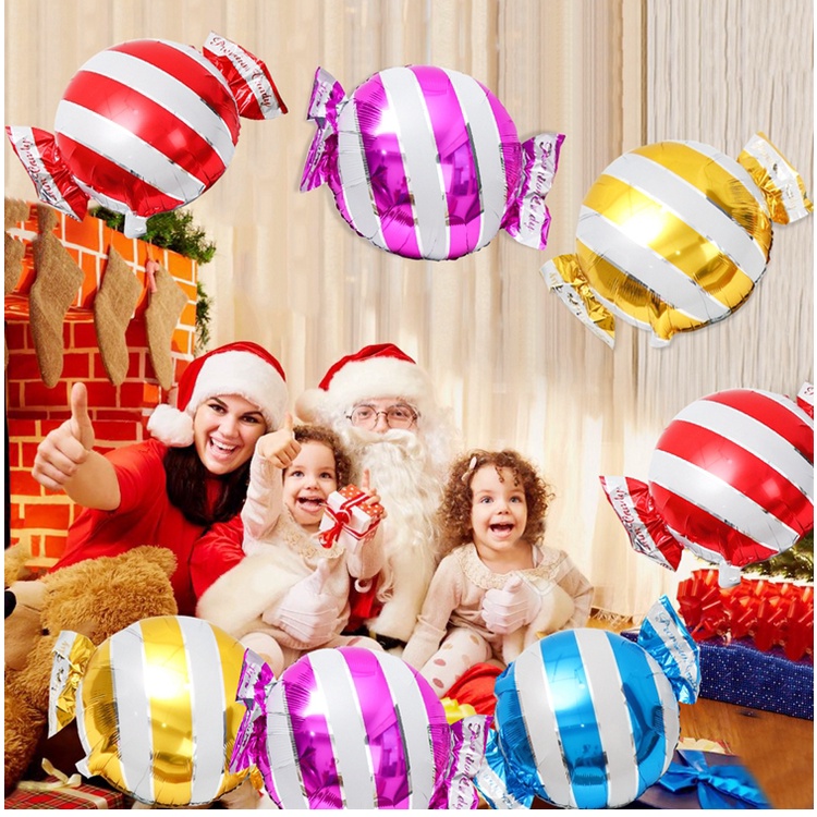 Bong bóng hình kẹo lớn bằng màng nhôm trang trí tiệc sinh nhật cho bé