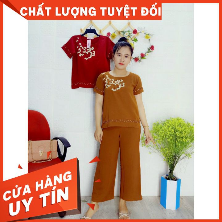 [ GIẢM GIÁ HÔM NAY ] Bộ Trung Niên 9 Tấc Thêu Hoa Cao Cấp