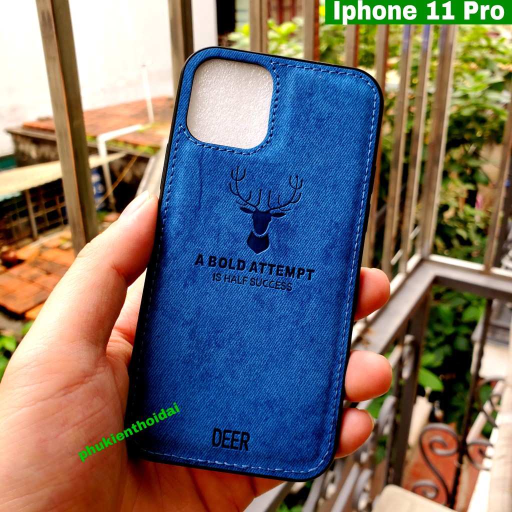 Ốp lưng Iphone 11 Pro chống sốc vải đầu hươu cao cấp