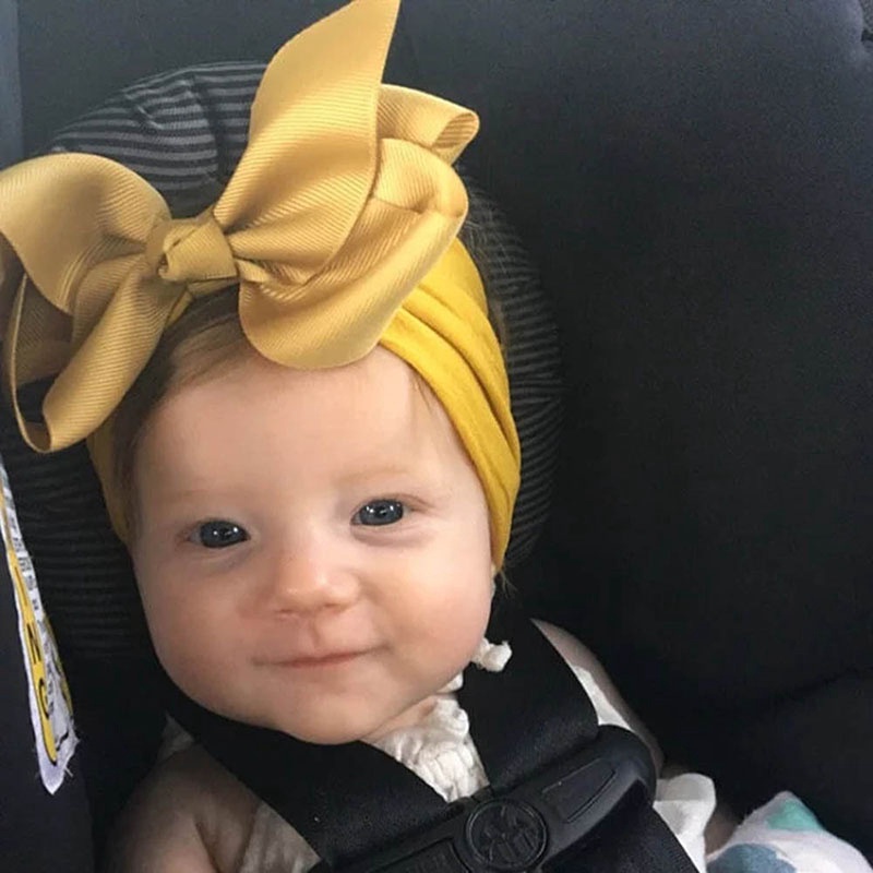 Băng Đô Vải Nylon Mềm Mại Co Giãn Thắt Nơ Dành Cho Bé Gái