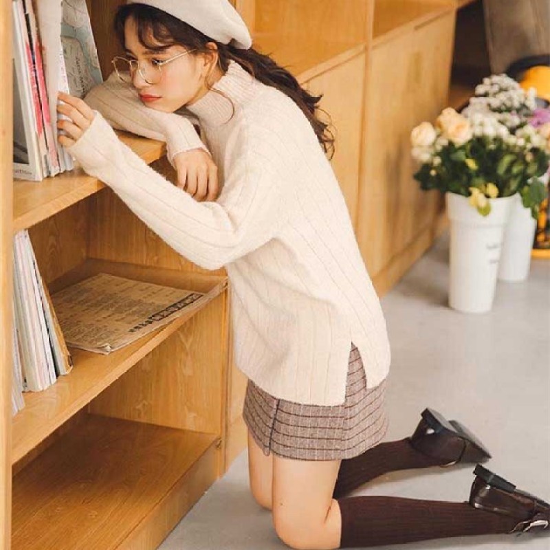 Áo sweater dài tay cổ cao thời trang Hàn Quốc 2020 cho nữ