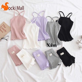 [FREESHIP](Loại 1) Thời trang trẻ em - Đồ bộ quần áo thun gân, kiểu hai dây co giãn cho bé gái - SockiMall (200543)