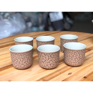 Combo 6 chén uống nước men nứt nâu