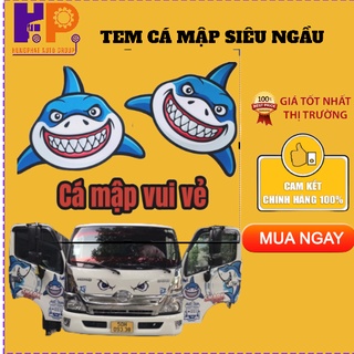 Tem dán xe tải, decal dán xe ô tô hình "cá mập" dán xe ô tô - xe tải -phụ kiện xe tải