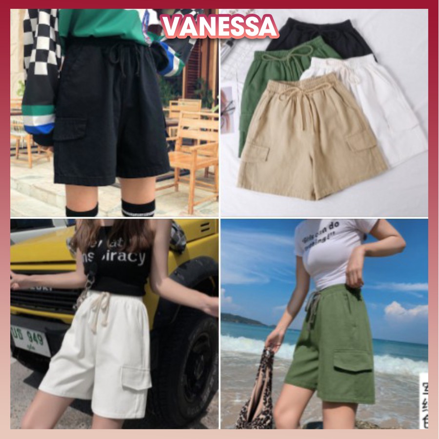 Quần đùi kaki nam nữ có nắp túi, ống rộng thoải mái, form trẻ trung, năng động, quần short Vanessa Stylish QH.50