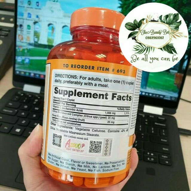 Viên uống bổ sung Vitamin C Puritan's Pride Vitamin C 1000mg with Bioflavonoids & Rose Hip nhập khẩu từ Mỹ
