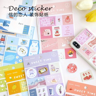 Sticker (hình dán) phong cách hàn quốc sweet time trang trí sổ, album, nhật ký, lưu bút, bullet journal