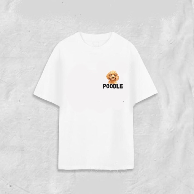Áo thun in hình chó Poodle, áo phông Poodle unisex form rộng nam nữ in 2 mặt