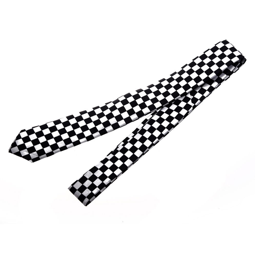 Cà vạt họa tiết kẻ sọc caro màu trắng đen kiểu dáng thời trang dành cho nam#H1