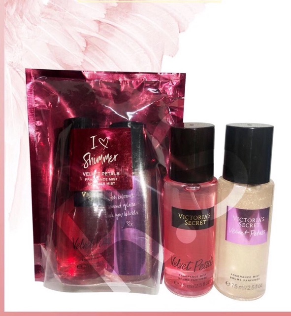 Xịt Victoria - Set 2 món xịt thơm toàn thân Mini Victoria Secret có Kim Tuyến 75ml | Thế Giới Skin Care