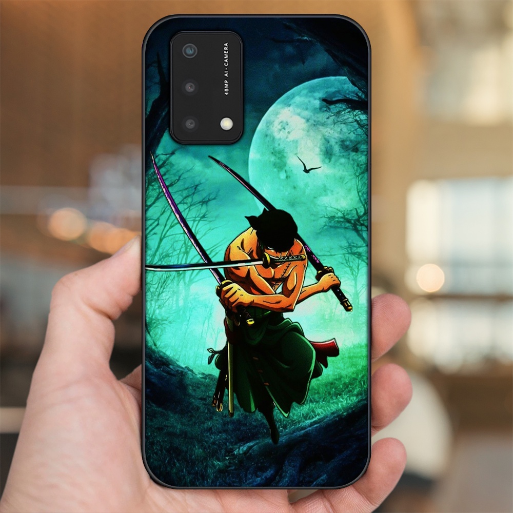 Ốp lưng Oppo A74, A93 5G, A95 viền đen in hình Zoro One Piece