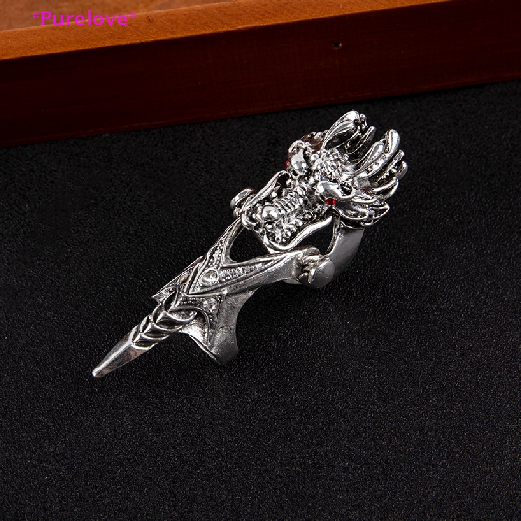 &gt; Nhẫn Giáp Khớp Ngón Tay Hình Đầu Lâu Móng Vuốt Rồng Có Thể Uốn Cong Phong Cách Gothic Punk Trang Sức Halloween Cho Nam Và Nữ