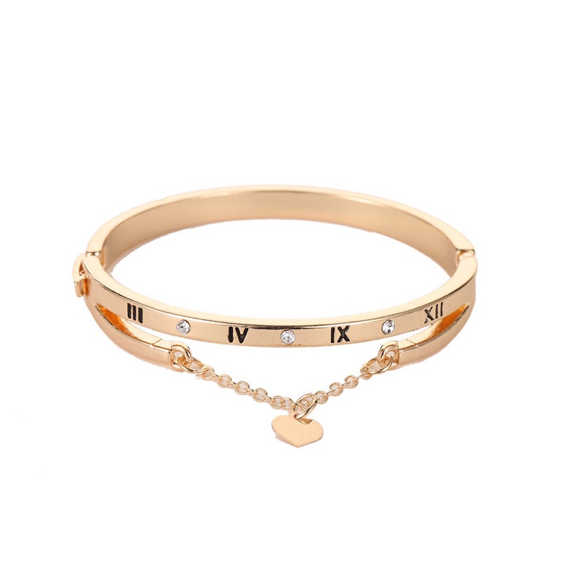 Vòng Đeo Tay Bằng Thép Không Gỉ Đính Chữ Số La Mã Thời Trang Sang Trọng